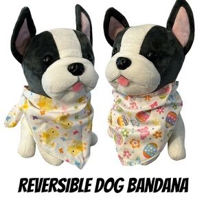 Easter eggs spring chicks dog bandana reversible NEW handmade ties in back OSFM